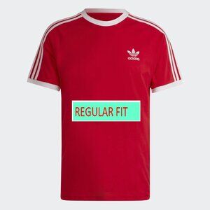 Adidas Classics Original 3 Stripes Tee Shirt Trefoil Retro Men Red White Stripes